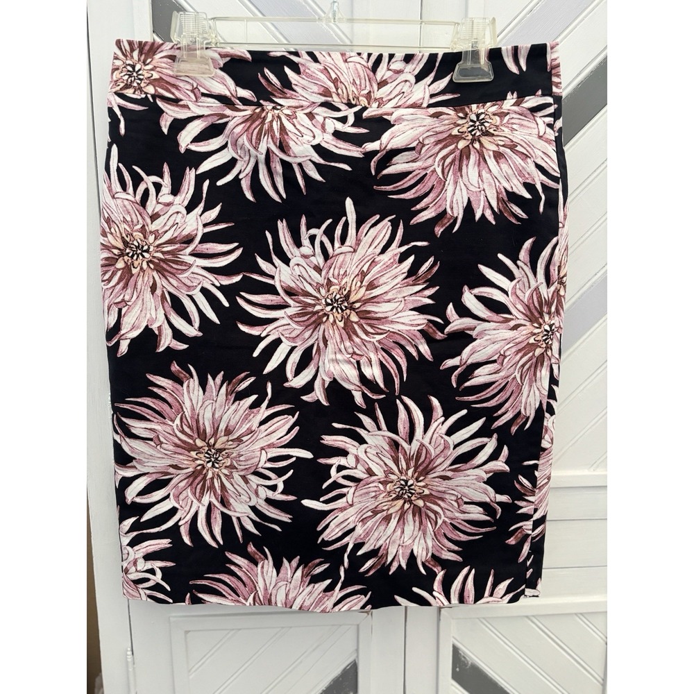 Ann Taylor Factory Women's Size 10 Black Pink Floral Flower‎ Lined Pencil Skirt